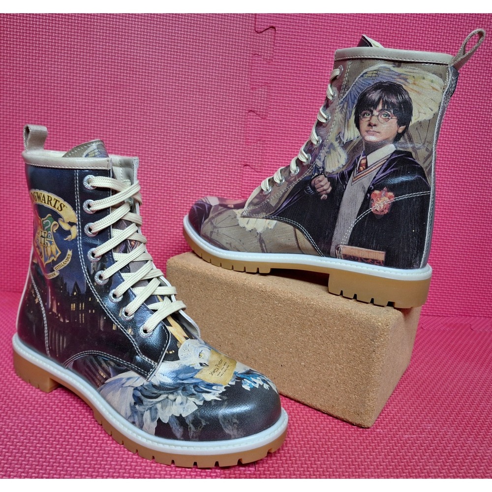 Dogo Harry Potter Boots Lace Up Vegan Leather Shoes Hogwarts US Size 6.5 Women's